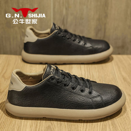 公牛世家德训鞋男鞋秋季圆头舒适休闲板鞋高级感英伦百搭真皮皮鞋