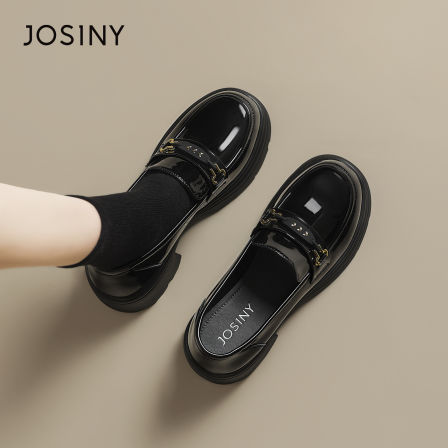 卓诗尼乐福鞋女2025秋季新款复古单鞋松糕厚底女鞋英伦风小皮鞋子