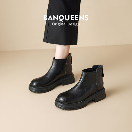 真皮版~半曲厚底短靴女2025新款秋冬英伦风马丁靴女今年流行爆款