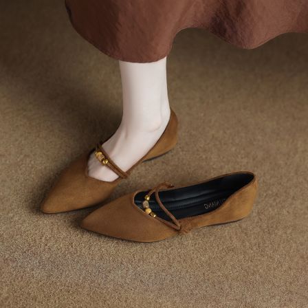 真皮软底巨好看内增高尖头平底鞋女2025秋季孕妇绝美不累脚小单鞋