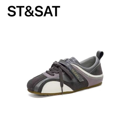 星期六时尚拼色德训鞋女2025新款轻奢鞋子真皮软底ins百搭潮牌主图