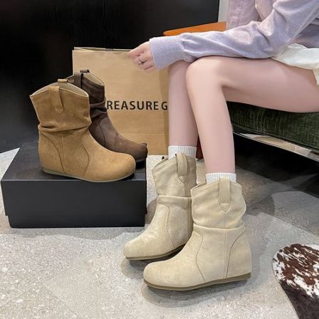 增高6CM复古短靴女2025秋季新款西部马丁靴爆款短筒勃肯堆堆靴子