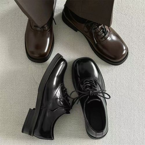 Cleanfit德比鞋男款方头皮鞋黑色公务鞋商务正装英伦休闲乐福鞋男主图