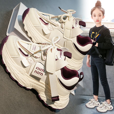 官网C&K女童鞋秋季2025新款儿童皮面运动鞋中大童女孩学生老爹鞋