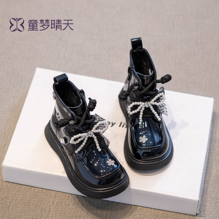 童梦晴天女童短靴黑色马丁靴2025新款秋季儿童靴子女宝宝洋气加绒