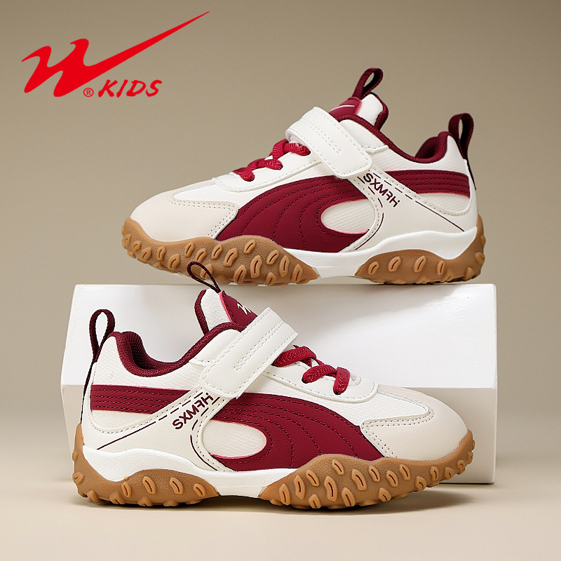 双星男童鞋子2025秋冬季新款皮面防水女童德训儿童加绒二棉运动鞋主图