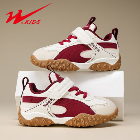 双星男童鞋子2025秋冬季新款皮面防水女童德训儿童加绒二棉运动鞋