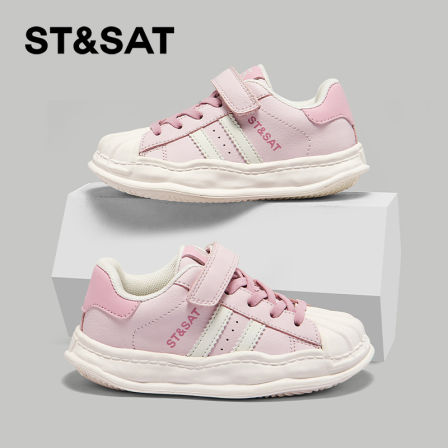 星期六儿童贝壳头运动鞋女童春秋2025新款软底跑步鞋百搭休闲板鞋
