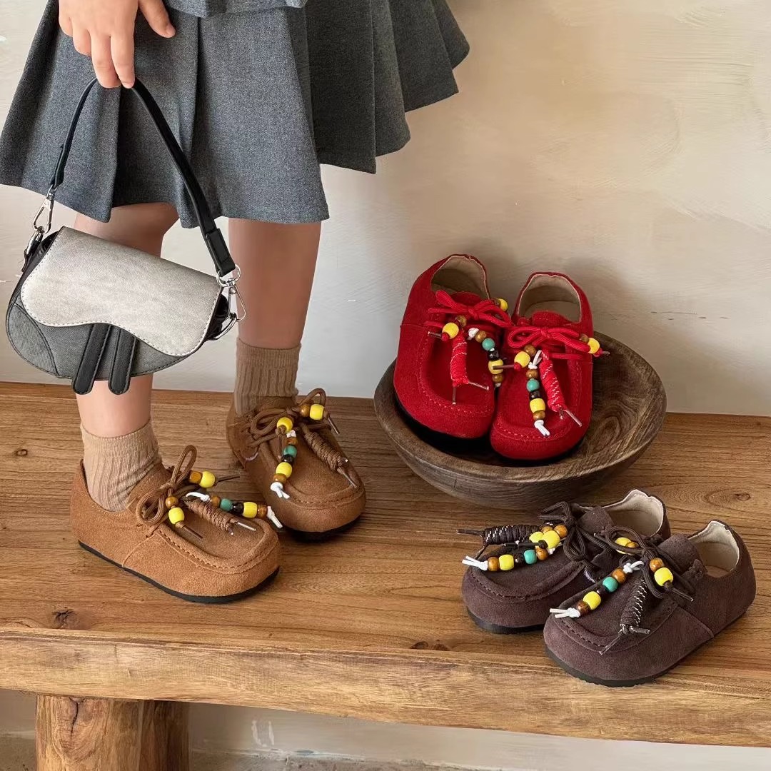儿童勃肯鞋春秋季新款真皮透气女童小皮鞋宝宝鞋子袋鼠童鞋豆豆鞋主图