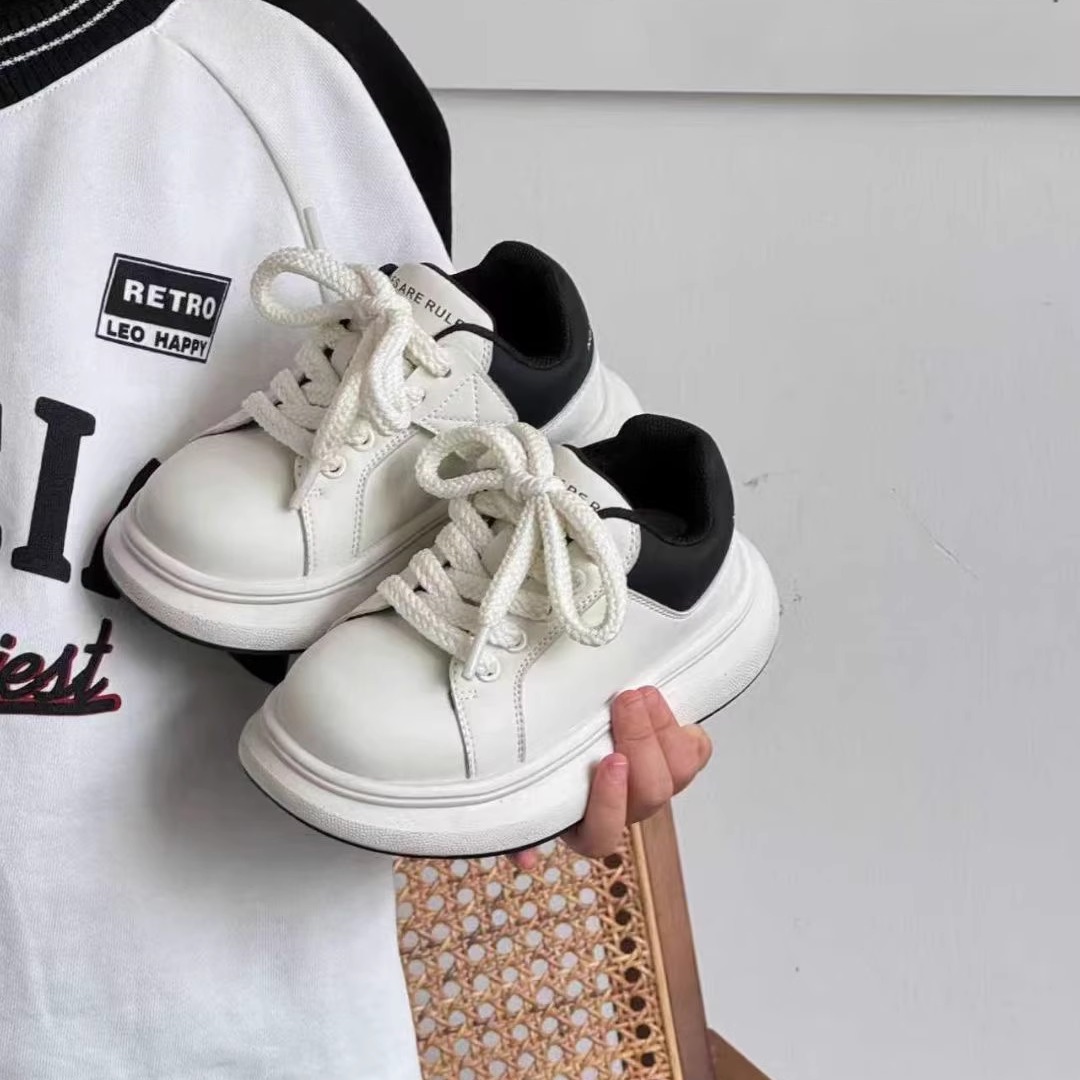 儿童小白鞋男童2025新款春秋百搭高端板鞋学生白色运动鞋女童鞋子主图