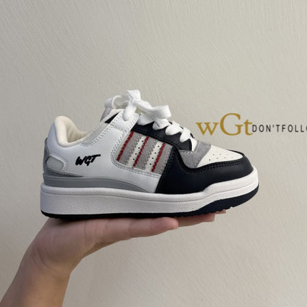 WGT 童鞋秋季新款男女童学生百搭休闲板鞋儿童拼色软底时髦运动鞋