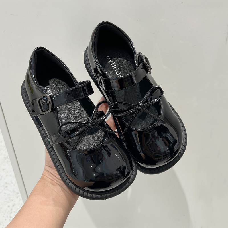 UYIKIDS 25秋冬女童漆皮黑色玛丽珍皮鞋韩版中大女童防滑公主鞋主图