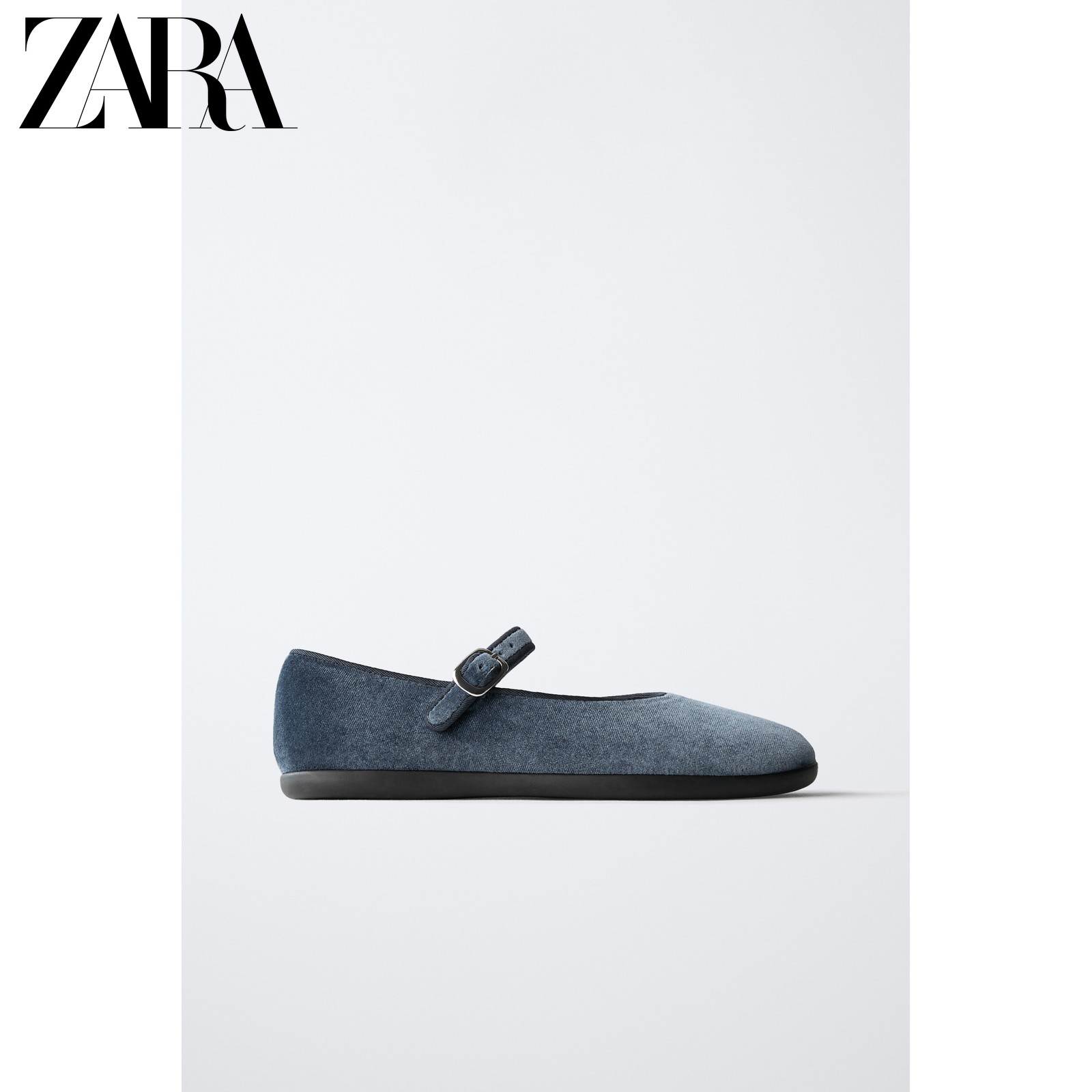 ZARA2025秋季新品 儿童鞋女童 天鹅绒平底芭蕾鞋 2509630 400主图