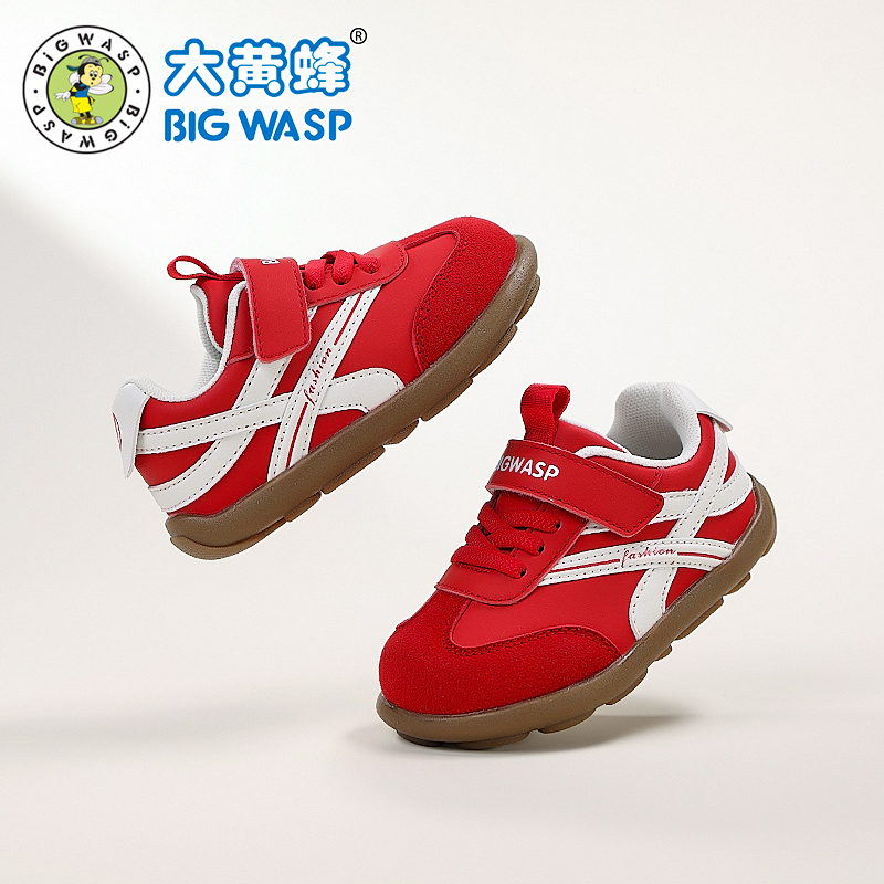 大黄蜂童鞋2025秋季新款男宝宝鞋子小童女红色软底儿童运动机能鞋主图