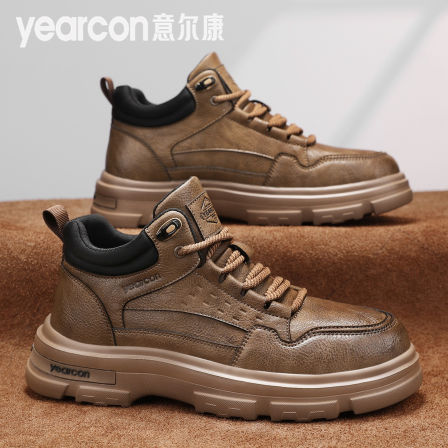 意尔康男鞋2025新款秋季真皮高级感男士休闲厚底防滑工作运动潮鞋