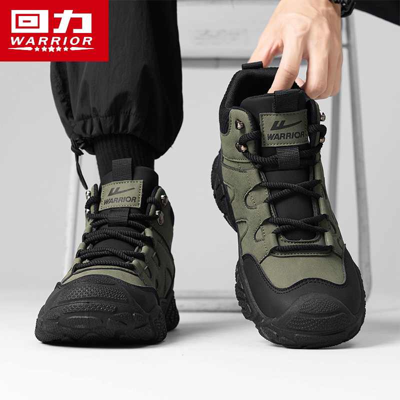回力男鞋2025秋季新款高帮鞋防滑户外休闲运动登山耐磨厚底老爹鞋主图