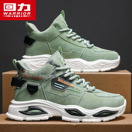 回力男鞋秋季高帮男士休闲运动跑步鞋皮面软底减震增高防滑老爹鞋