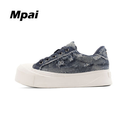 梦牌 破坏风牛仔布大头板鞋时尚百搭运动休闲鞋厚底百搭潮鞋 男款