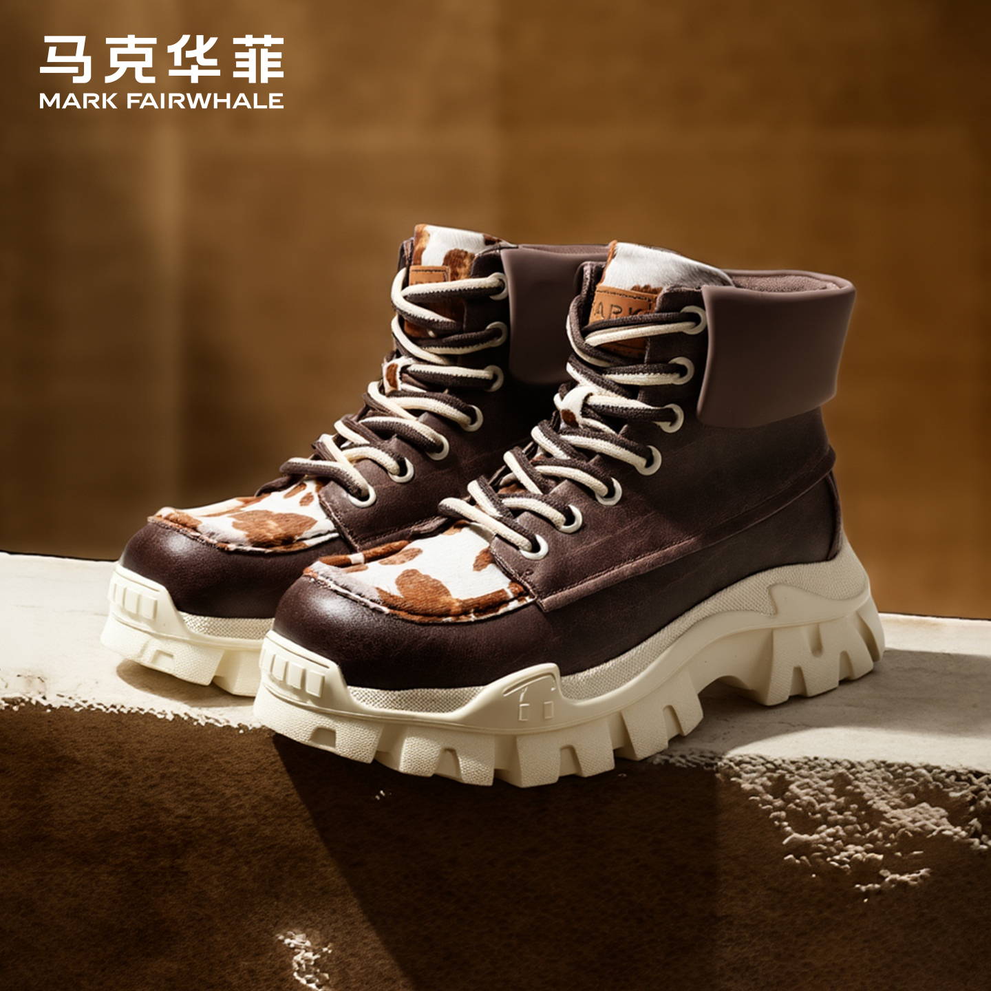马克华菲马丁靴男款2025新款男士靴子高帮男鞋复古短靴增高工装靴主图