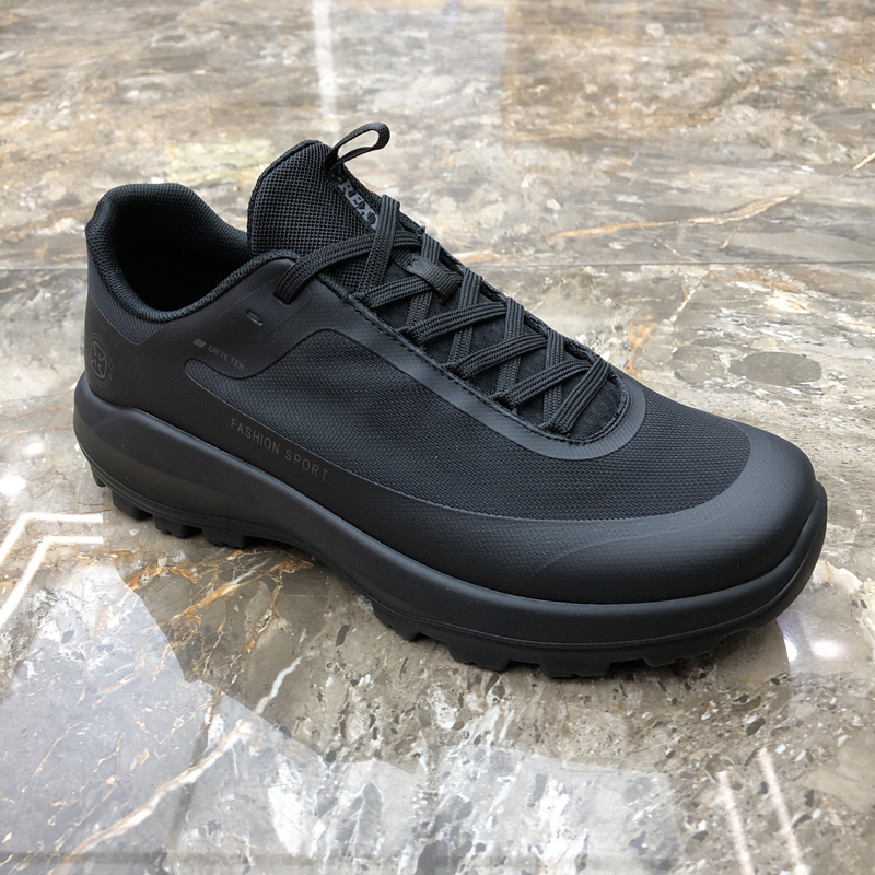 2025秋冬新款黑色系带休闲鞋子男百搭厚底男鞋透气布面户外运动鞋主图