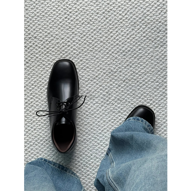cleanfit德比鞋男士新款英伦风休闲尖头小皮鞋公务正装商务黑色鞋主图