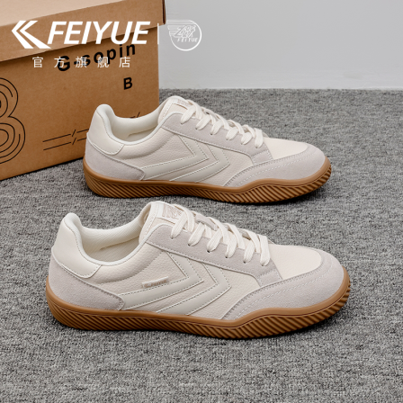 feiyue/飞跃男鞋德训鞋男2025秋冬新款爆款皮面休闲潮流小白鞋子