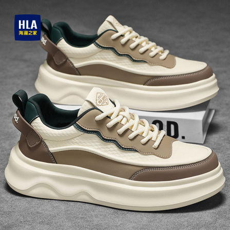 海澜之家男鞋2025新款秋冬季皮面休闲运动板鞋男厚底增高小白潮鞋