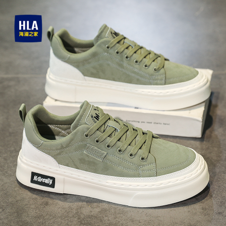 海澜之家男鞋低帮秋季2025新款绿色小众板鞋男士厚底运动休闲潮鞋
