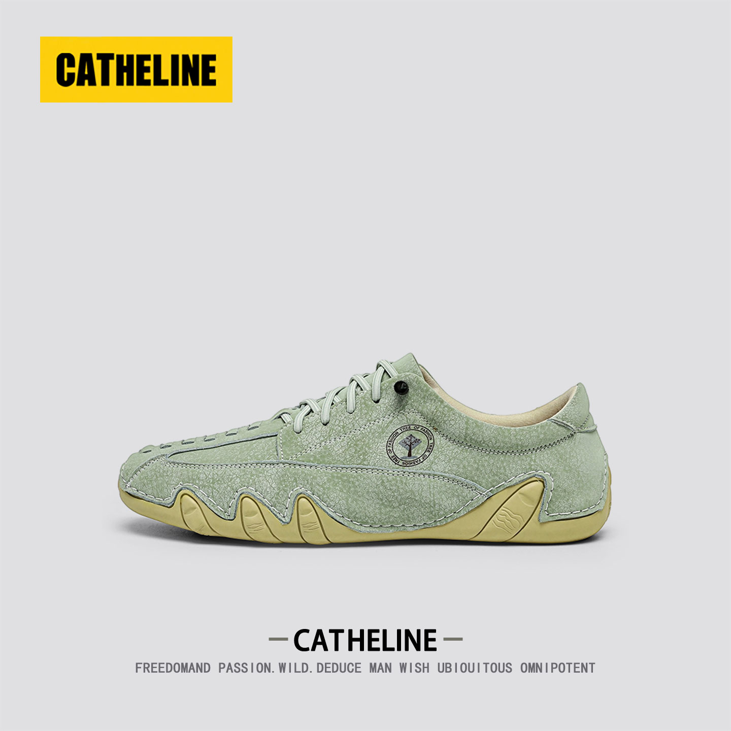 美国CATheline薄底德训鞋男款秋季低帮男士高端真皮一脚蹬阿甘鞋主图