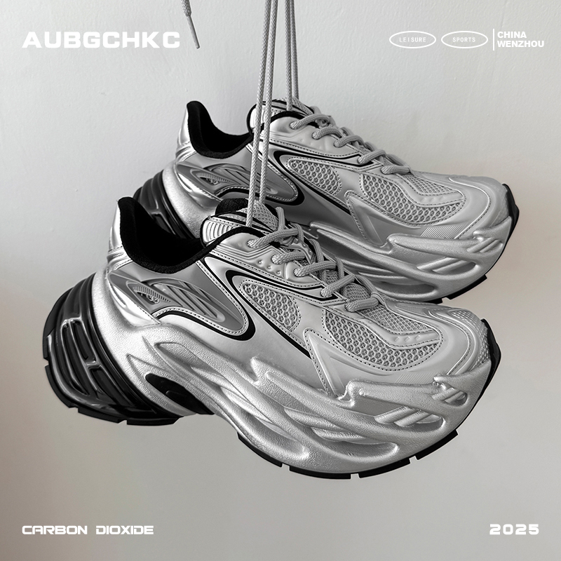 AUBGCHKC银色老爹鞋男女款2025新款厚底增高休闲鞋情侣运动鞋潮牌主图