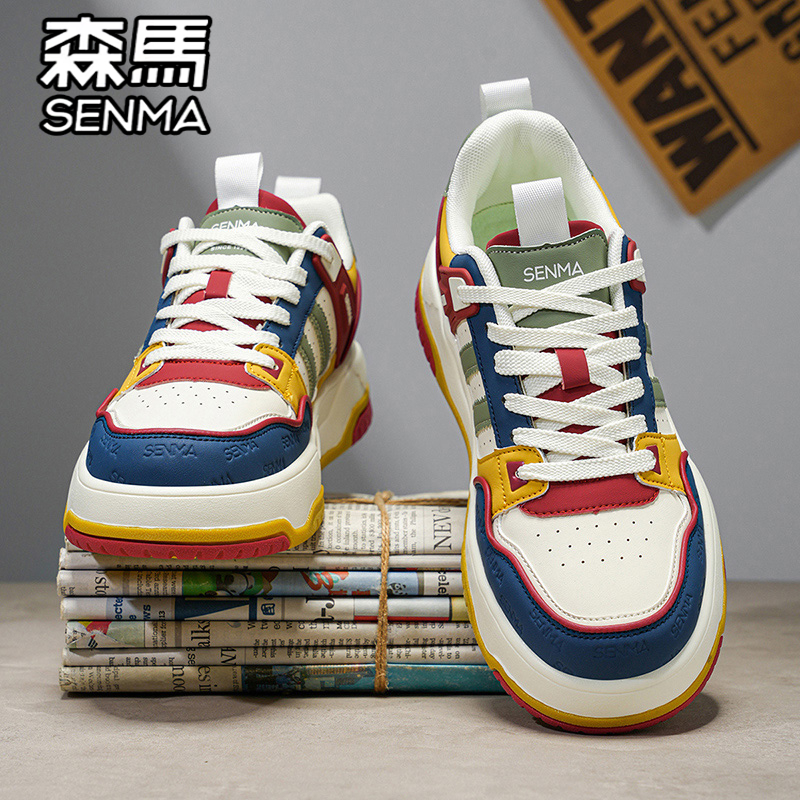 森马男鞋秋季潮流百搭学生低帮板鞋运动休闲厚底增高真皮小白潮鞋主图