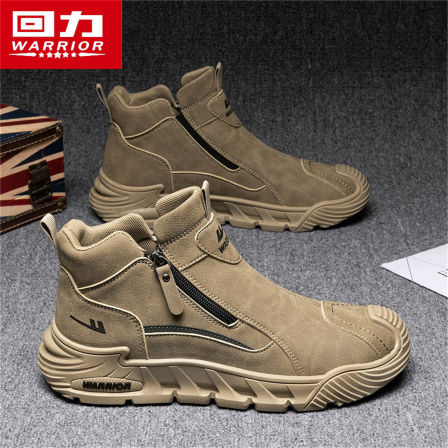 回力男鞋秋季高帮皮面劳保鞋运动休闲户外沙漠登山防滑工装马丁靴