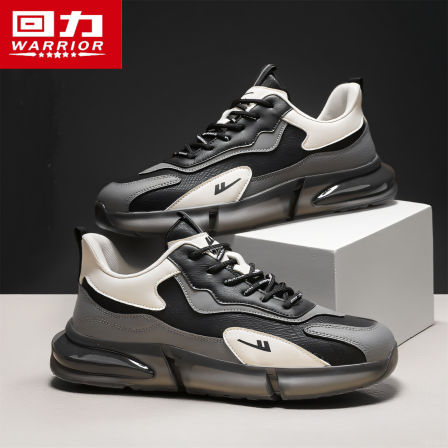 回力男鞋秋季皮面防水男士工作百搭运动休闲跑步气垫减震老爹潮鞋