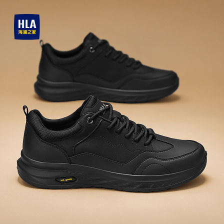 海澜之家男鞋2025新款秋季运动休闲跑步鞋男户外防水防滑黑色皮鞋