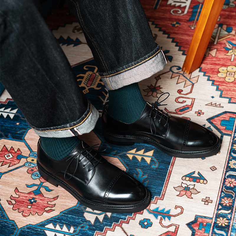 2025新款头层小牛皮德比鞋男款年轻商务正装休闲皮鞋男士结婚鞋主图