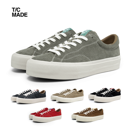 TCMADE 021翻毛皮低帮帆布鞋 厚底 增高复古日系潮男女滑板硫化鞋