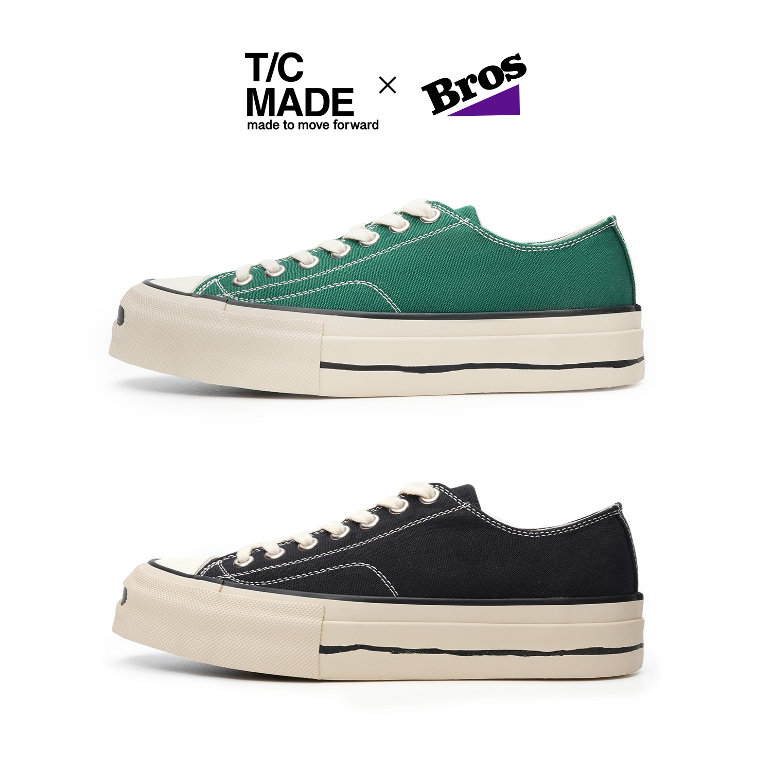 TCMADE×BROSHOOD联名 李灿森同款 开口笑低帮硫化帆布鞋厚底休闲主图