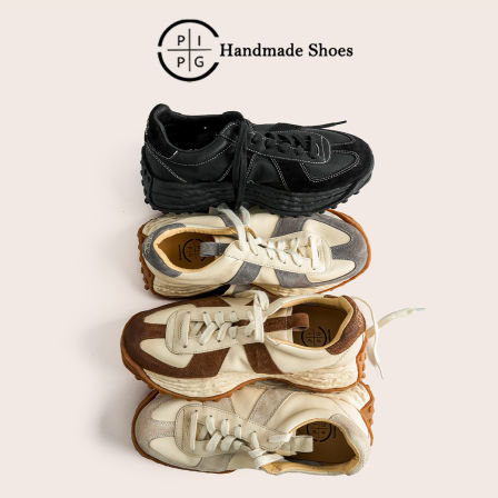 PIPG男女阿甘鞋做旧复古透气增高厚底溶解鞋 休闲运动老爹慢跑鞋