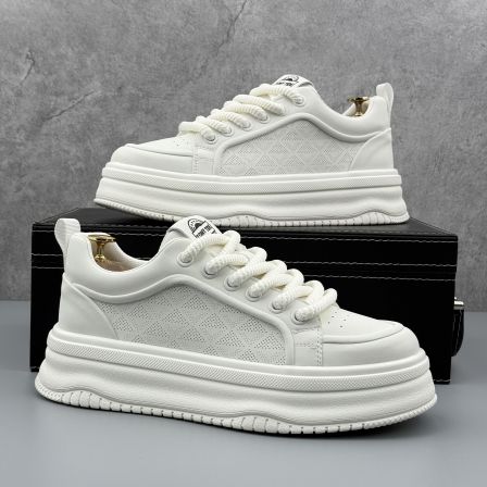 男士小白鞋2025秋季新款时尚简约男鞋厚底增高男板鞋百搭休闲鞋潮