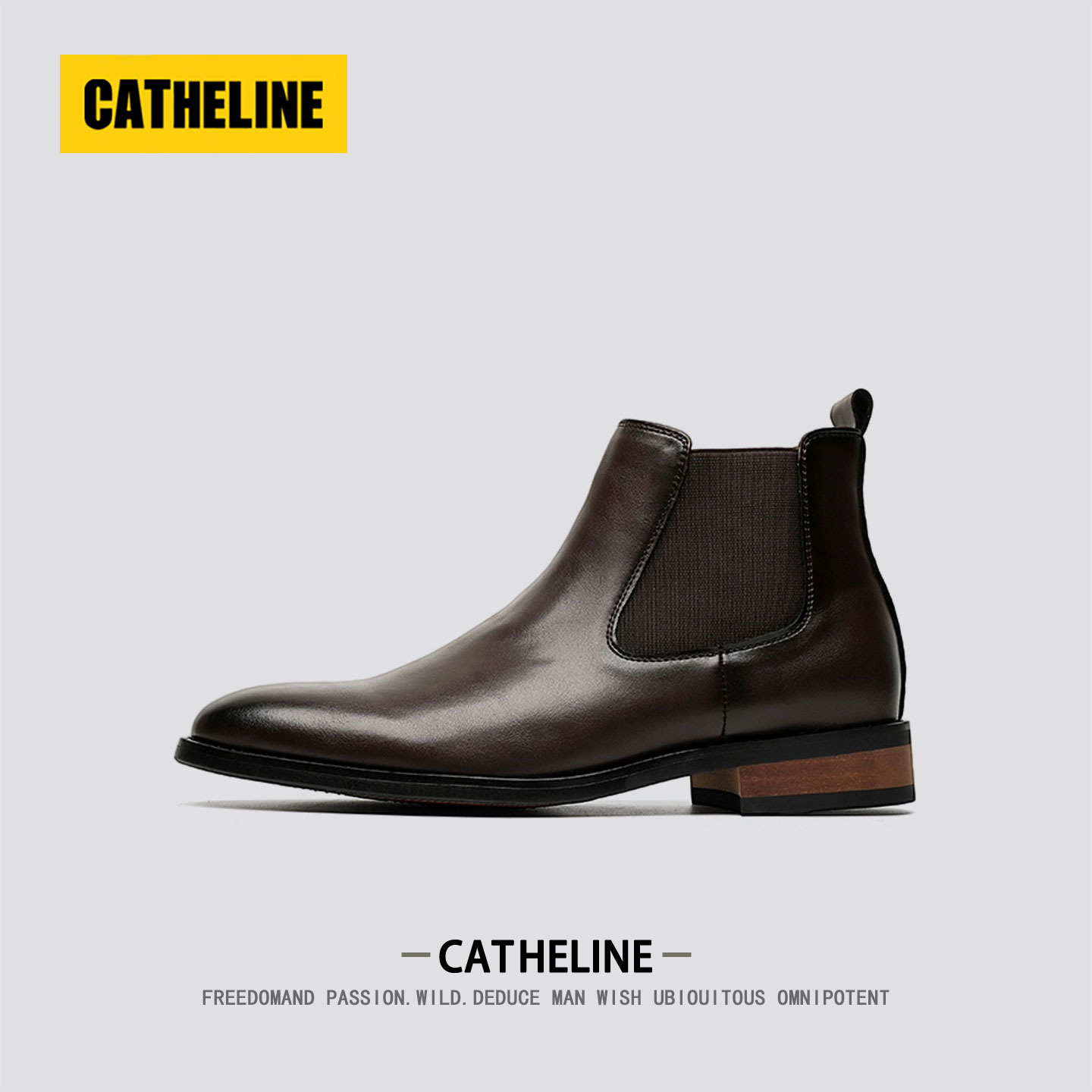 美国CATheline高端切尔西靴男款秋季尖头英伦风真皮商务正装皮鞋主图