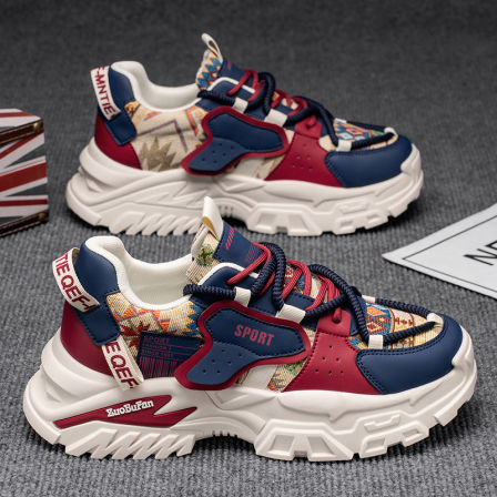网红爆款男2025新款秋季百搭休闲运动鞋男士软底跑步厚底老爹潮鞋