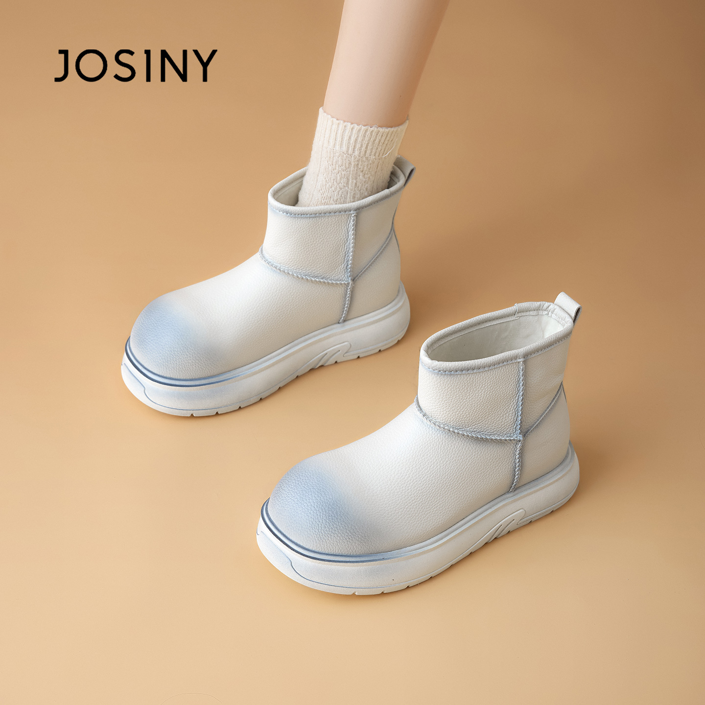 沈月同款墩墩鞋卓诗尼厚底雪地靴女2025冬季新款加厚加绒棉鞋靴子主图