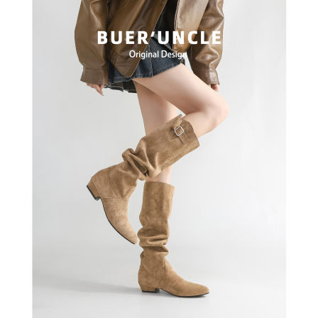 羊皮版！内增高长筒靴女秋冬季复古褶皱堆堆靴显瘦高筒骑士长靴