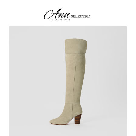 ANN复古高跟过膝长靴女2025年秋冬新款磨砂两穿显瘦高筒骑士靴