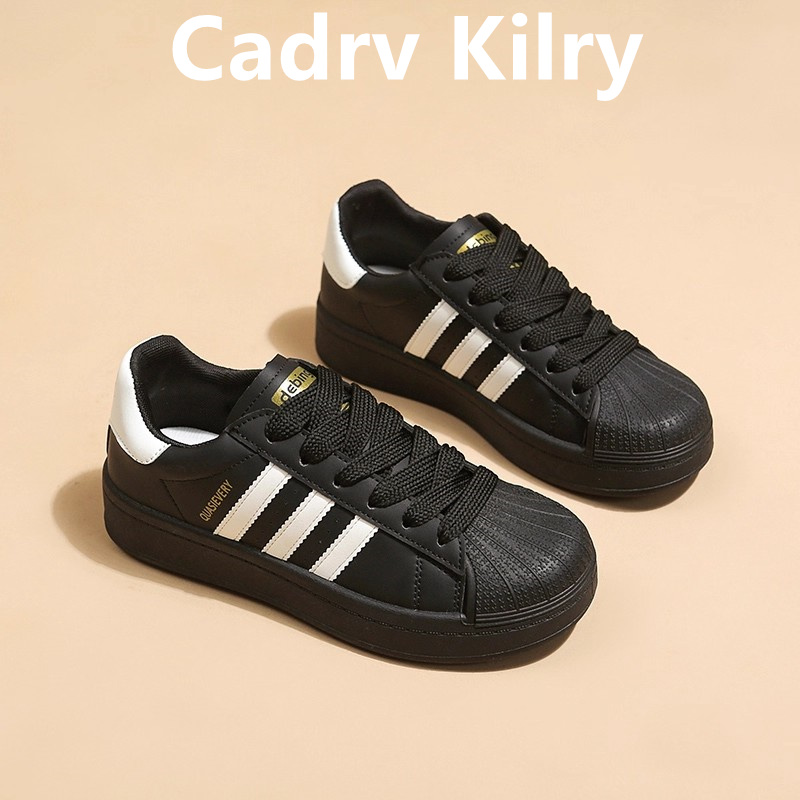 官网小c&k黑色贝壳头滑板鞋女2025新款秋季高初中学生运动德训鞋主图