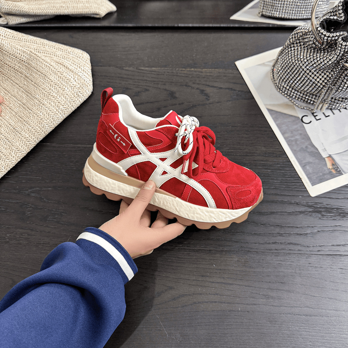 高订版~超轻超软轻奢橡胶发泡底小个子8cm隐形内增高阿甘鞋女真皮主图