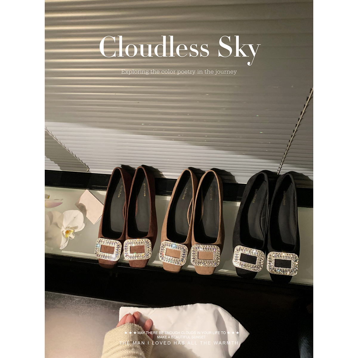 葡萄妈studiolee  精致水钻方扣气质通勤百搭低跟浅口单鞋女秋主图