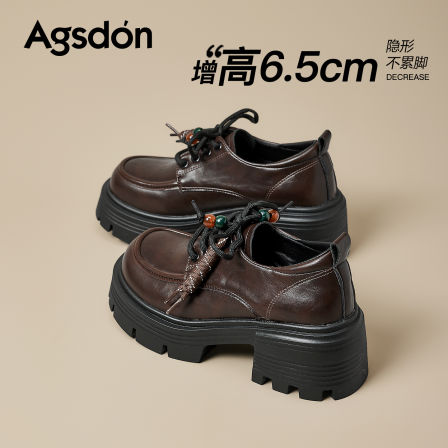 厚底乐福鞋女2025新款秋冬季黑色英伦风小皮鞋不累脚增高松糕单鞋