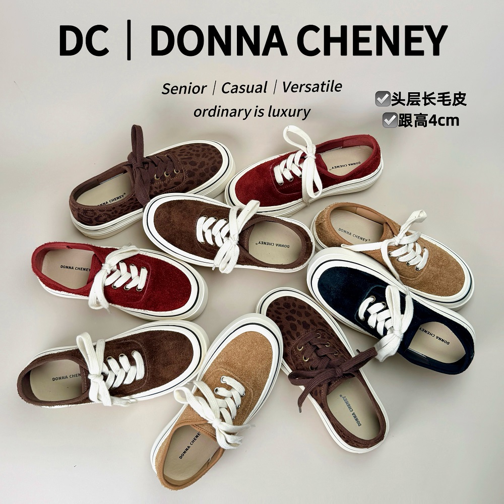 厚底磨砂皮板鞋2025秋季牛皮复古百搭低帮休闲鞋主图