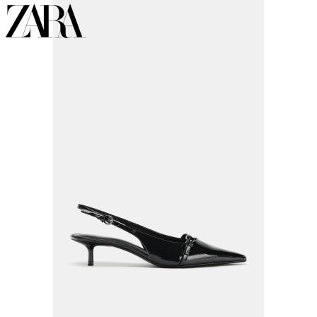 ZARA2025秋季新品 女鞋 漆皮效果猫跟露跟鞋 1254610 800
